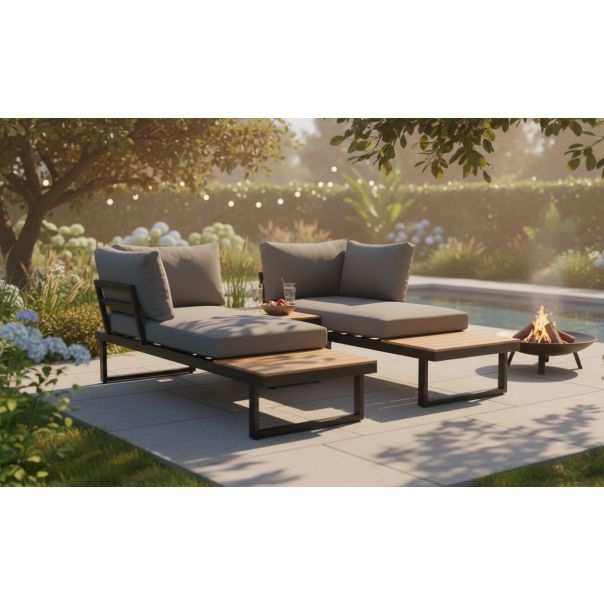 ZEN GARDEN Baštenska garnitura Solara, siva/natur - ZG 031212