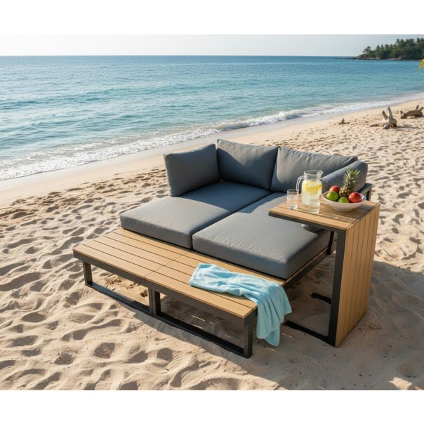 ZEN GARDEN Baštenska garnitura Solara, siva/natur - ZG 031212