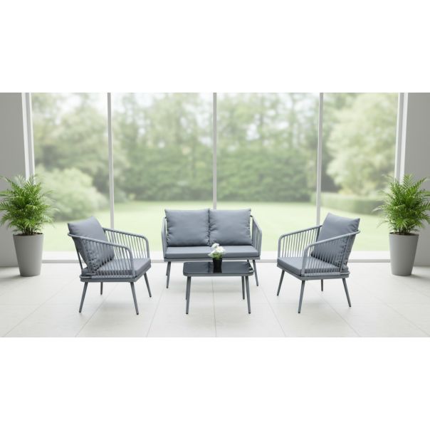 ZEN GARDEN Baštenska garnitura Dali, ratan/siva - ZG 031221S