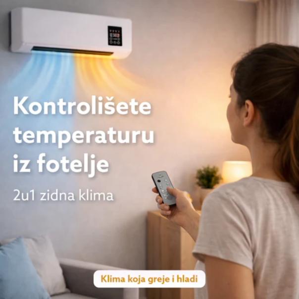 Zidna klima / ventilator sa funkcijom hlađenja i grejanja, sa daljinskim upravljačem, bela - EP3104203