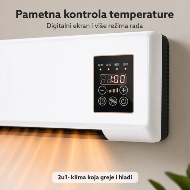 Zidna klima / ventilator sa funkcijom hlađenja i grejanja, sa daljinskim upravljačem, bela - EP3104203