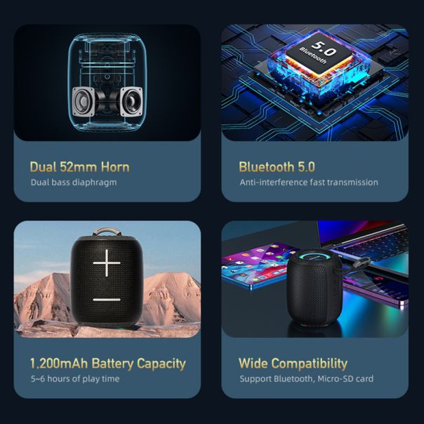 Bežični Bluetooth zvučnik AWEI Y526, crna - ZV1062