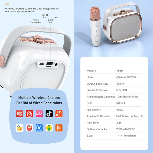 AWEI Bežični Bluetooth zvučnikI Y889, crna - ZV1096