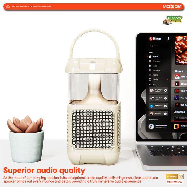 MOXOM Bluetooth zvučnik MX-SK82, krem - ZV1108