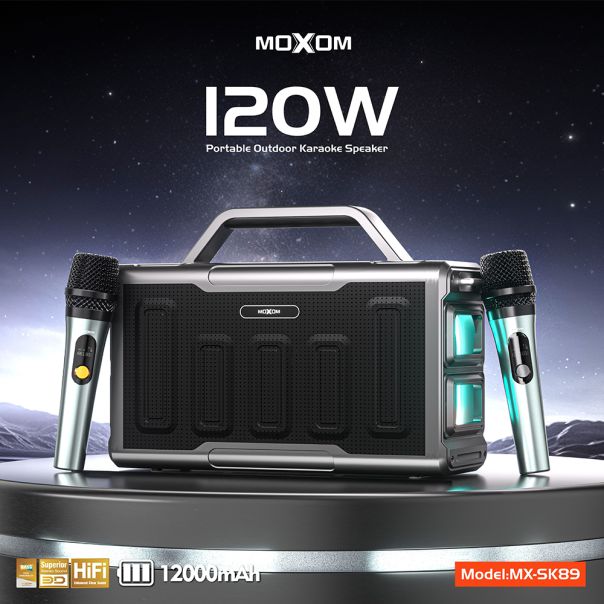 MOXOM Bluetooth zvučnik MX-SK89 sa dva mikrofona, crna - ZV1117