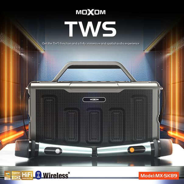 MOXOM Bluetooth zvučnik MX-SK89 sa dva mikrofona, crna - ZV1117