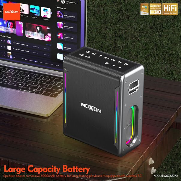 MOXOM Bluetooth zvučnik MX-SK90 sa dva mikrofona, crna - ZV1118