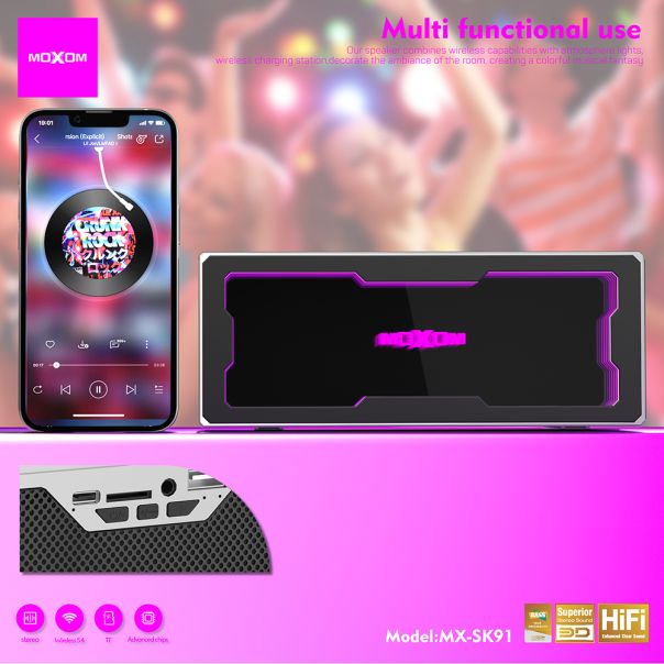 MOXOM Bežični Bluetooth zvučnik MX-SK91, crna - ZV1131