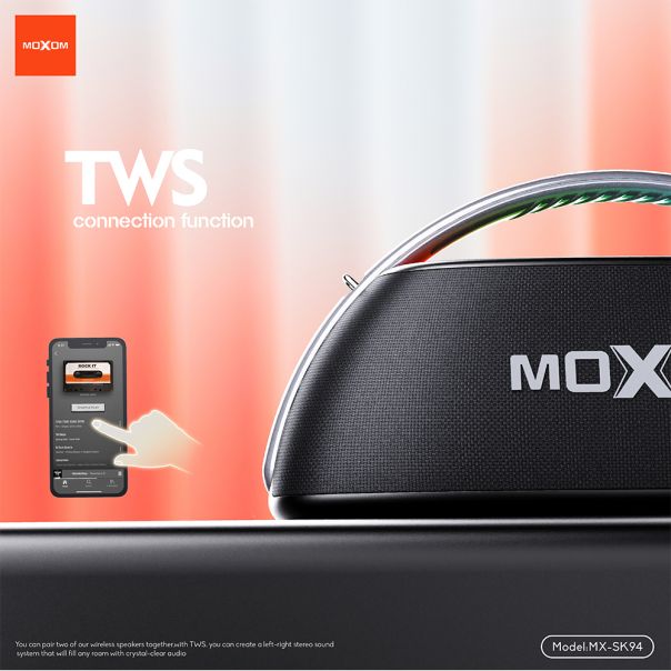 MOXOM Bluetooth zvučnik MX-SK94 80W sa mikrofonom, siva - ZV1164