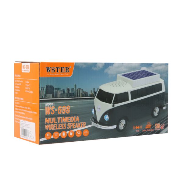 Bluetooth zvučnik WS-698 sa solarnim punjenjem auto, crno/bela - ZV1196