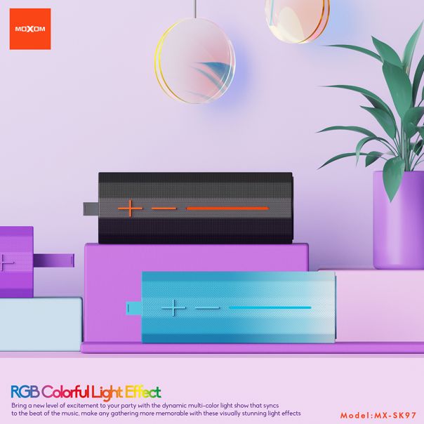 MOXOM Bežični Bluetooth zvučnik MX-SK97 RGB ljubicasti - EP2862052