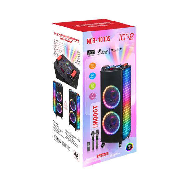 Zvučnik bluetooth NDR-1010S 100W 2*10 inca sa dva mikrofona crni - EP2904082