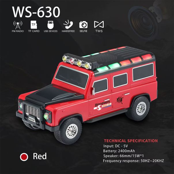 Bežični Bluetooth zvučnik WS-630 auto crveni - EP3090122