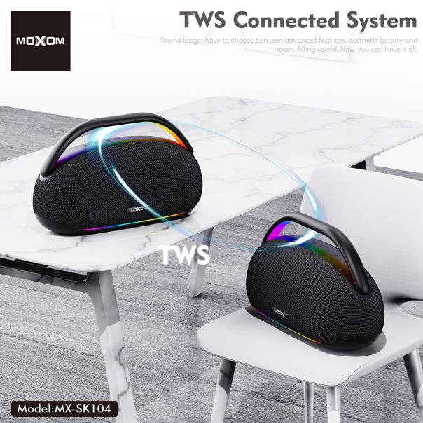 MOXOM Bežični Bluetooth zvučnik MX-SK104 sa dva mikrofona crni - EP3160037