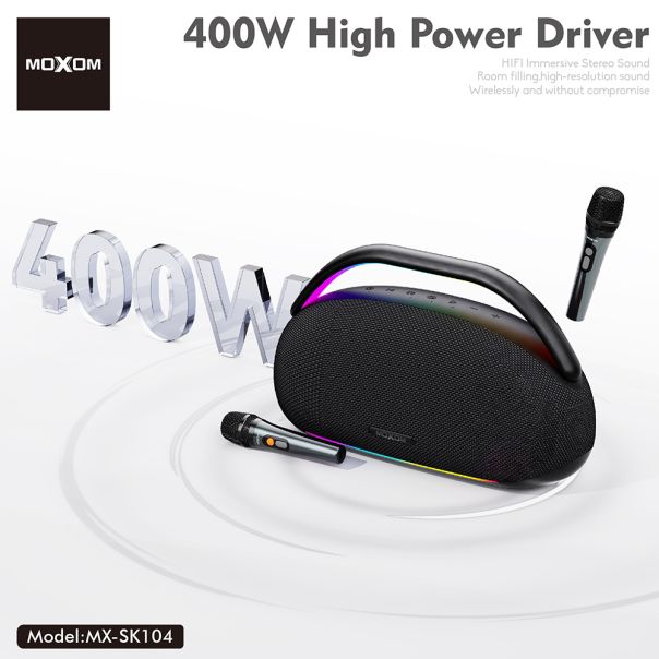 MOXOM Bežični Bluetooth zvučnik MX-SK104 sa dva mikrofona crni - EP3160037