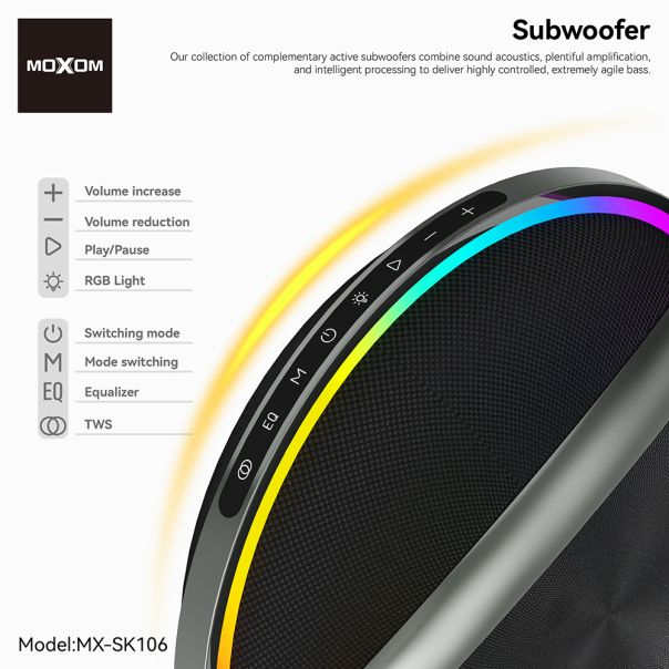 Zvučnik bluetooth Moxom MX-SK106 sa dva mikrofona crni - EP3168996
