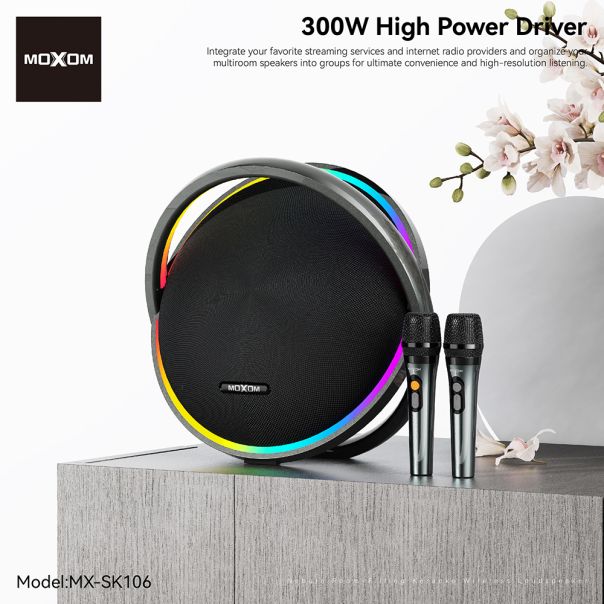 Zvučnik bluetooth Moxom MX-SK106 sa dva mikrofona crni - EP3168996
