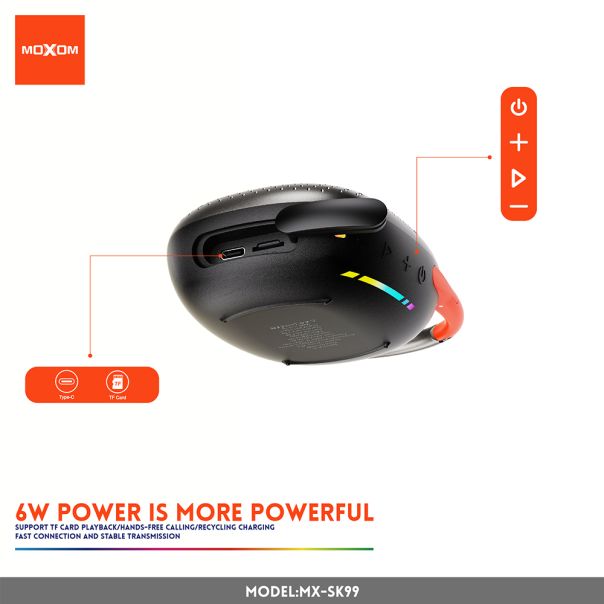 MOXOM Bežični Bluetooth zvučnik MX-SK99 vodootporni crna - EP3160046
