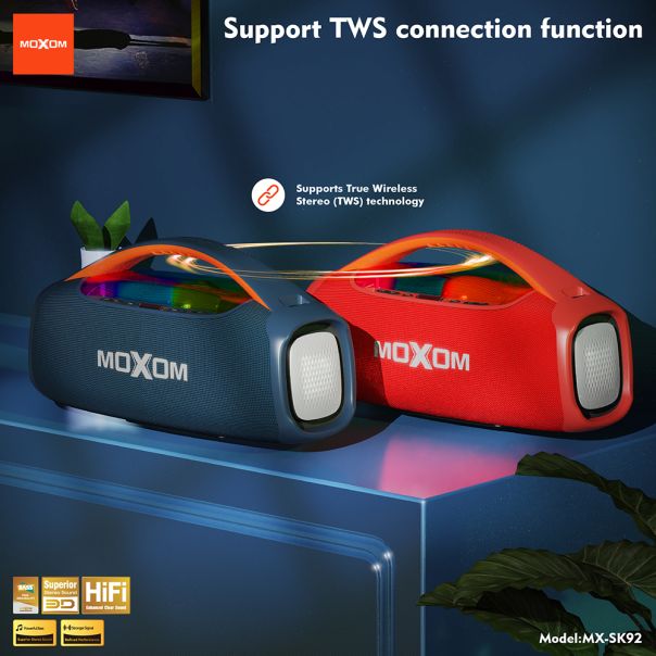 Zvučnik Bluetooth Moxom MX-SK92 sa mikrofonom crni - EP3168999