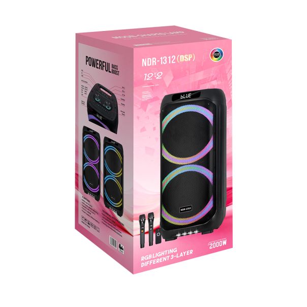 Bežični Bluetooth zvučnik NDR-1312 (DSP) 80W 2*12 inca sa dva mikrofona crni - EP3148335