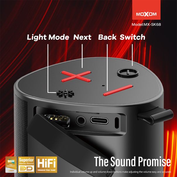 MOXOM Bežični Bluetooth zvučnik  MX-SK68, crna - ZV951