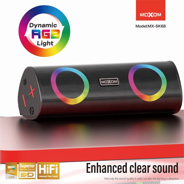 MOXOM Bežični Bluetooth zvučnik  MX-SK68, crna - ZV951