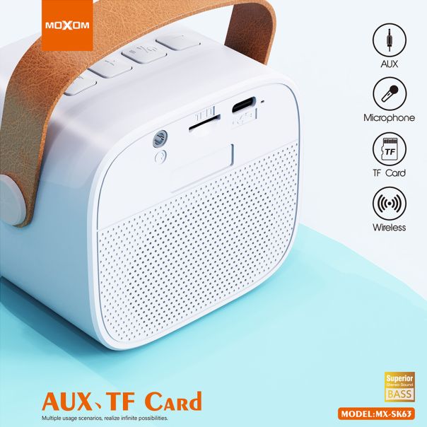 MOXOM Bežični Bluetooth zvučnik MX-SK63, bela - ZV954