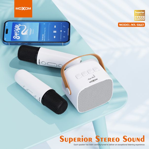 MOXOM Bežični Bluetooth zvučnik MX-SK63, bela - ZV954