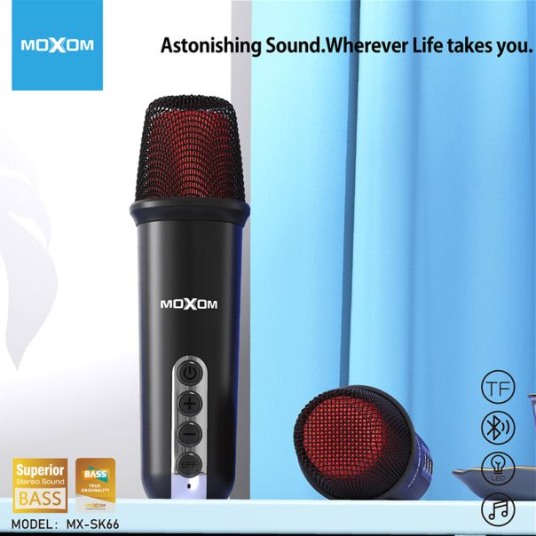 MOXOM Bežični Bluetooth zvučnik MX-SK66 sa dva mikrofona, crna - ZV955