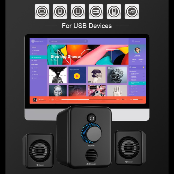 Zvucnik Kisonli U-3000BT 2.1 Bluetooth crni - 204535