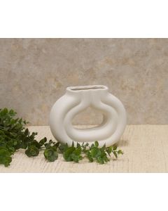 DEKOR DOM Vaza 18cm Barello, bela - 024376