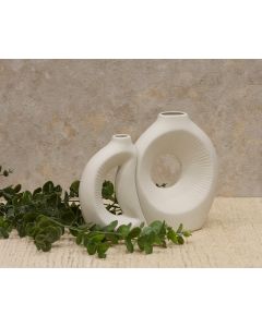 DEKOR DOM Set vaza 21cm Buco twin, bela - 024353