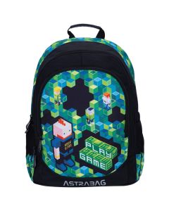 ASTRABAG Ranac đački anatomski 3zipa 1džep AB340 Game 502023063 crno-zeleni