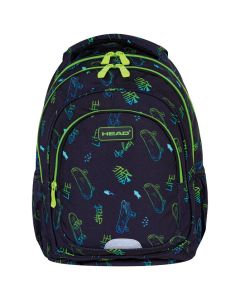 HEAD Ranac đački anatomski 3zipa AB330 Skate Lifestyle 24.502024037 crno-zeleni