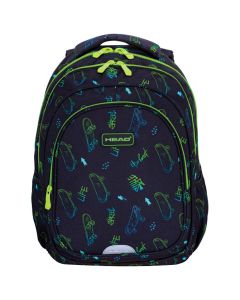 HEAD Ranac đački anatomski 2zipa 1džep veći AB300 Skate Lifestyle 24.502024115 crno-zeleni