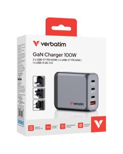 VERBATIM Punjač USB 4u1 100W GaN 32202 crni blister