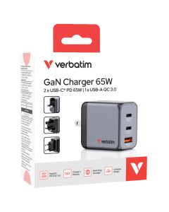 VERBATIM Punjač USB 3u1  65W GaN 32201 crni blister