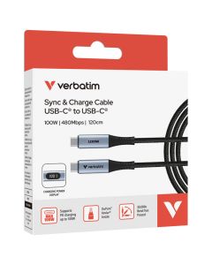 VERBATIM Kabal USB-C za sinhronizaciju i punjenje sa displejem 100W/120cm Sync & Charge 31848 crni