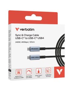VERBATIM Kabal USB-C za sinhronizaciju i punjenje 240W/40Gbps/120cm Sync & Charge 31847 crni