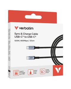 VERBATIM Kabal USB-C za sinhronizaciju i punjenje 100W/120cm Sync & Charge 31846 crni