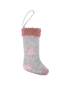 ENA Novogodišnja čarapa 16x30cm, siva/roze