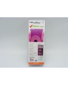 Kabel HDMI na HDMI flat 1,8m pink