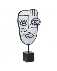 ENA Figura dekorativna maska lice bela 20x7x41 cm - 26254-1