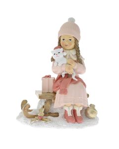 ENA Novogodišnja dekorativna figura devojčica 14x9x17.5cm