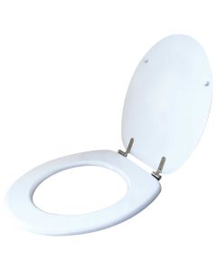 LAGUNA WC daska, lakirani medijapan, Bela, Inox šarke - DKS11440