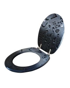 LAGUNA WC daska, lakirani medijapan, dezen RAIN, Inox šar - DKSK636