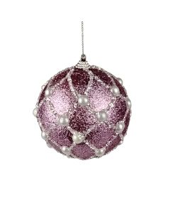 ENA Novogodišnje kugle set 2/1 10cm 24EN1897, ljubičasta/bela