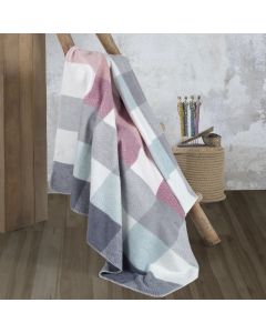 DEKOR DOM Ćebe ACRYLIC PLUS 150x200 - 24106-B - Pink/Blue Square - 024957