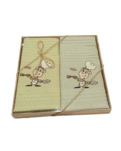 DEKOR DOM Kuhinjska krpa WAFFLE SET BOX 2/1 40x60 - Chef/Green - 024981