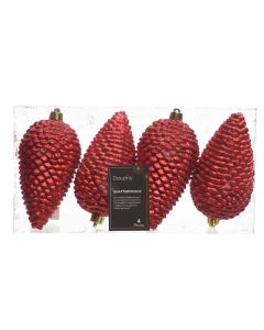 DEKOR DOM Novogodišnji ukras šišarka 12cm set 4/1 028522, crvena - 043316